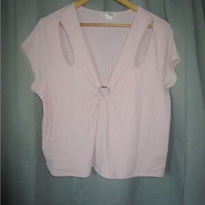 Torrid Pink Heart Cut Out Blouse
